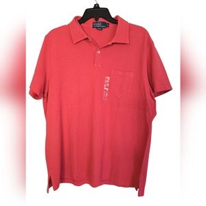 NWOT Polo Ralph Lauren 100% Cotton Salmon Colored Mens Collared Polo Size Large